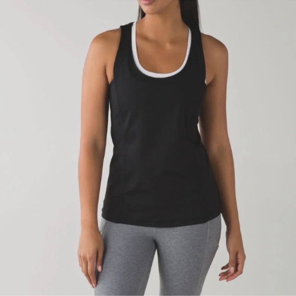 Lululemon Athletica Sweaty Or Not Tank Top Black Cutout Size 4